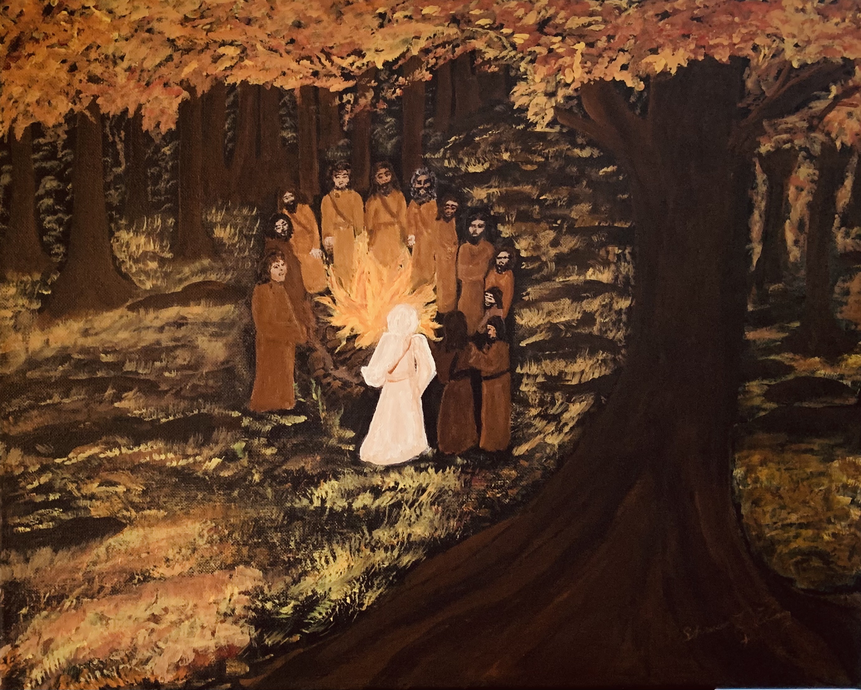 Jesus and His Apostles around a fire